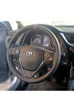 DİKİŞLİ DİREKSİYON KILIFI DAMARLI SİYAH DERİ/GRİ YÜZÜK GRİ DİKİŞ TOYOTA COROLLA İÇİN HIZLI KARGO