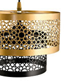 DEDE İKİ KATLI METAL SARKIT PASTA AVİZE SİYAH ESKİTME