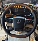 DİKİŞLİ DİREKSİYON KILIFI SİYAH DERİ KAHVERENGİ DERİ SİYAH DİKİŞLİ YENİ SCANİA İÇİN