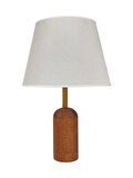 DOĞAL KAHVERENGİ AHŞAPLI KREM ŞAPKALI ABAJUR