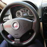 DİKİŞLİ DİREKSİYON KILIFI SİYAH DERİ KIRMIZI DİKİŞLİ FIAT ALBEA İÇİN