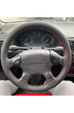 DİKİŞLİ DİREKSİYON KILIFI SİYAH DERİ KIRMIZI DİKİŞLİ VW POLO İÇİN