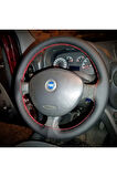 DİKİŞLİ DİREKSİYON KILIFI SİYAH DERİ KIRMIZI DİKİŞLİ FIAT DOBLO İÇİN