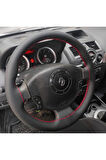 DİKİŞLİ DİREKSİYON KILIFI SİYAH DERİ KIRMIZI DİKİŞLİ RENAULT MEGANE 2 İÇİN