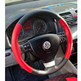 DİKİŞLİ DİREKSİYON KILIFI İTHAL SİYAH KIRMIZI DERİ SİYAH DİKİŞLİ VOLKSWAGEN GOLF İÇİN