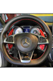 DİKİŞLİ DİREKSİYON KILIFI SİYAH DERİ KIRMIZI DİKİŞLİ MERCEDES C