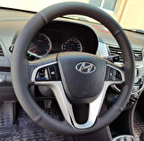 DİKİŞLİ DİREKSİYON KILIFI SİYAH DERİ NOKTALI DERİ SİYAH DİKİŞLİ HYUNDAİ ACCENT BLUE İÇİN