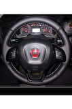 DİKİŞLİ DİREKSİYON KILIFI SİYAH/NOKTALI DERİ GRİ DİKİŞLİ FIAT DOBLO İÇİN