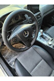 DİKİŞLİ DİREKSİYON KILIFI İTHAL SİYAH DERİ NOKTALI DERİ SİYAH DİKİŞLİ MERCEDES C180 İÇİN