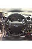 DİKİŞLİ DERİ DİREKSİYON KILIFI DAMARLI SİYAH DERİ BEJ DİKİŞLİ FORD FİESTA FUSİON İÇİN HIZLI KARGO