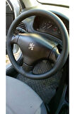 DİKİŞLİ DERİ DİREKSİYON KILIFI DAMARLI SİYAH DERİ SİYAH DİKİŞLİ PEUGEOT 206 İÇİN HIZLI KARGO