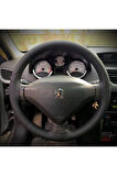 DİKİŞLİ DİREKSİYON KILIFI SİYAH DERİ SİYAH DİKİŞLİ PEUGEOT 207 İÇİN