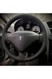 DİKİŞLİ DİREKSİYON KILIFI SİYAH DERİ SİYAH DİKİŞLİ PEUGEOT 207 İÇİN