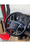DİKİŞLİ DİREKSİYON KILIFI DAMARLI SİYAH DERİ SİYAH DİKİŞLİ SCANIA  TIR KAMYON İÇİN HIZLI KARGO