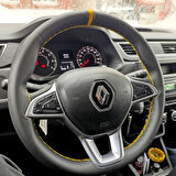 DİKİŞLİ DİREKSİYON KILIFI SİYAH DERİ SARI YÜZÜK SARI DİKİŞLİ RENAULT EXPRESS İÇİN