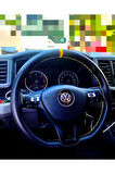 DİKİŞLİ DERİ DİREKSİYON KILIF SİYAH DERİ SARI YÜZÜKLÜ SARI DİKİŞLİ VOLKSWAGEN İÇİN HIZLI KARGO