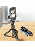 ELSER TİCARET Masaüstü Tripod Olabilen Telefon Tutuculu Kablosuz Kumandalı Selfie Çubuğu