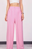 Kadın Pembe Pile Detaylı Palazzo Pantolon