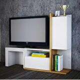 TV Ünitesi Bengi Sehpalı Beyaz Teak