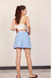 Kadın Bebe Mavi Kemerli Şort