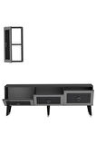 BAREDH 150 CM LAZER DESENLİ TV ÜNİTESİ ANTRASİT-GÜMÜŞ
