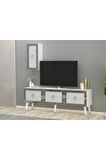 BAREDH 150 CM LAZER DESENLİ TV ÜNİTESİ BEYAZ-GÜMÜŞ