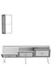 BAREDH 150 CM LAZER DESENLİ TV ÜNİTESİ BEYAZ-GÜMÜŞ