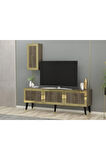 BAREDH 150 CM LAZER DESENLİ TV ÜNİTESİ CEVİZ-ALTIN