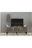 BAREDH 150 CM LAZER DESENLİ TV ÜNİTESİ CEVİZ-GÜMÜŞ