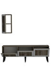 BAREDH 150 CM LAZER DESENLİ TV ÜNİTESİ CEVİZ-GÜMÜŞ