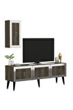 BAREDH 150 CM LAZER DESENLİ TV ÜNİTESİ CEVİZ-GÜMÜŞ