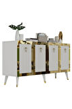 BAREDH LAZER DESENLİ KONSOL BEYAZ ALTIN