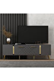 DETASDH 150 CM LAZER DESENLİ TV ÜNİTESİ ANTRASİT-ALTIN