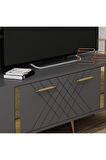 DETASDH 150 CM LAZER DESENLİ TV ÜNİTESİ ANTRASİT-ALTIN