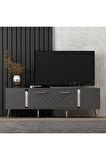 DETASDH 150 CM LAZER DESENLİ TV ÜNİTESİ ANTRASİT-GÜMÜŞ