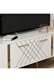 DETASDH 150 CM LAZER DESENLİ TV ÜNİTESİ BEYAZ-ALTIN
