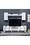 IŞILDH 180 cm  TV ÜNİTESİ BEYAZ-GÜMÜŞ