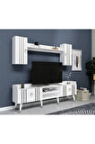 IŞILDH 180 cm  TV ÜNİTESİ BEYAZ-GÜMÜŞ