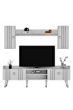 IŞILDH 180 cm  TV ÜNİTESİ BEYAZ-GÜMÜŞ