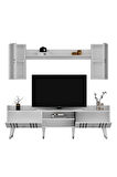 IŞILDH 180 cm  TV ÜNİTESİ BEYAZ-GÜMÜŞ