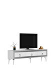 Ponnydh Tv Sehpası Beyaz Gümüş