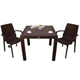 Mandella Elit Rattan 90x90 2 Kişilik Nirvana Koltuk Masa Takımı Kahverengi