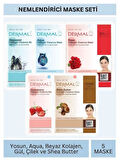 Dermal Nemlendirici Deniz Yosunu Aqua Gül Çilek Karite Yağı Özlü Maske Seti 23gr x 5Adet