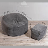 DEV PUF SETİ (AYAK PUFU DAHİL) rahat dinlenme yatak pufu koltuk - 2 renk - 140x130 cm - dolgu dahil