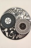 Üç Boyutlu El Yapımı Yin ile Yang Ahşap Duvar Süsü