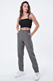 Kadın Gri Dar Kesim Kumaş Pantolon