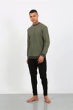 Erkek Uzun Kol Manşetli Paça Penye Pijama Takımı Haki