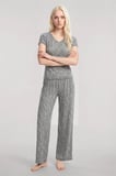 Kadın Gri V Yaka Yumuşak Dokulu Pijama Takımı Rahat Günlük Ev Giyim Seti