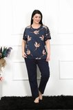 Kadın 5XL-6XL-7XL-8XL Büyük Beden Kısa Kol Pijama Takım Lacivert