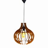 Küre Modern Tasarım Doğal Ahşap Mdf 3d Lazer Kesim Rustik Salon Avize